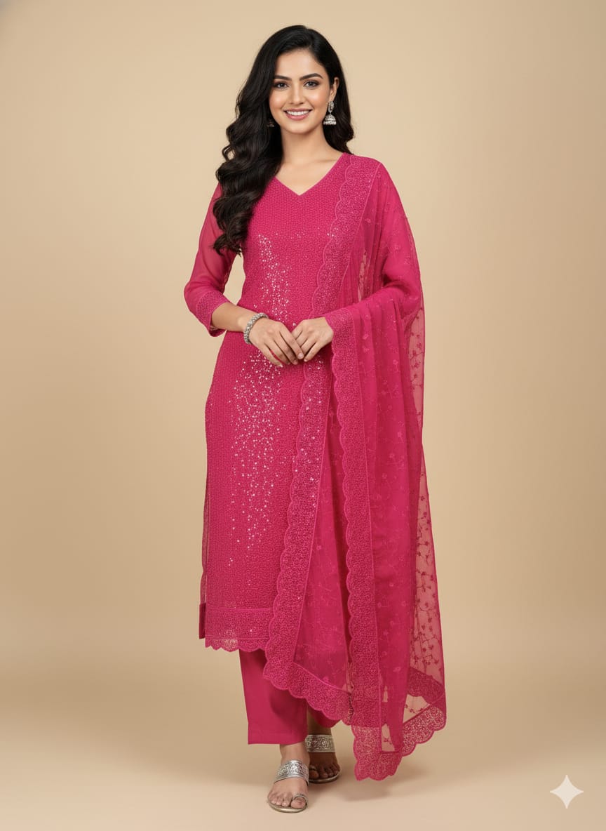 LS0008 - UNSTITCHED PARTYWEAR SALWAR MATERIAL