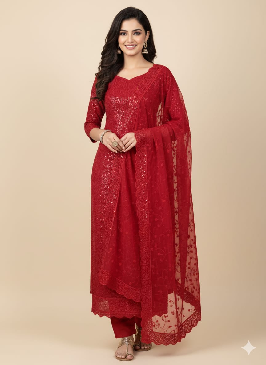 LS0008 - UNSTITCHED PARTYWEAR SALWAR MATERIAL
