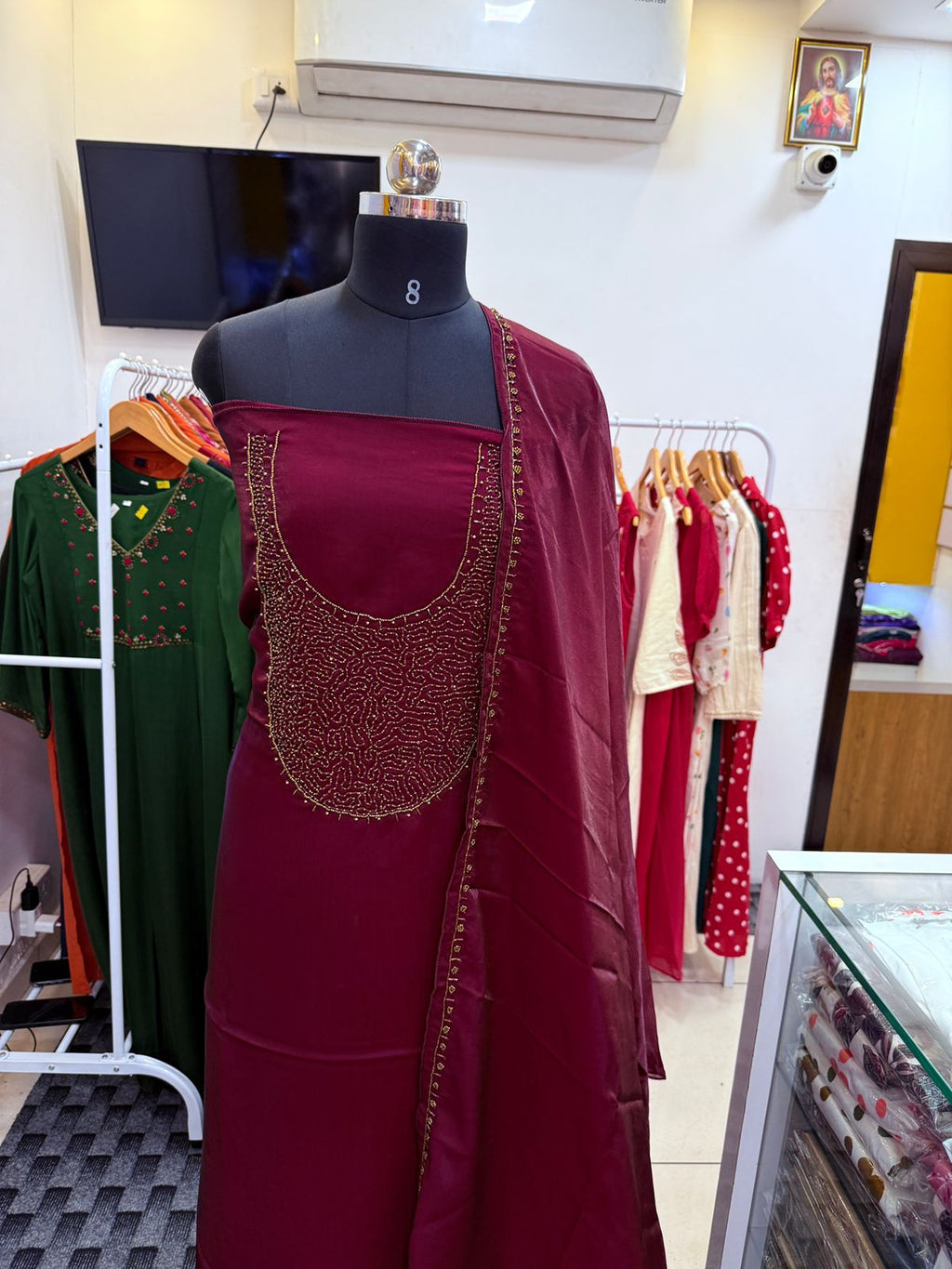 LS0100- Partywear Unstitched Salwar Material