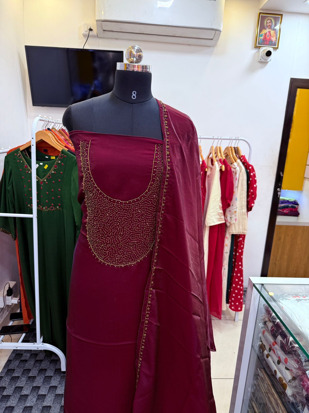LS0100- Partywear Unstitched Salwar Material