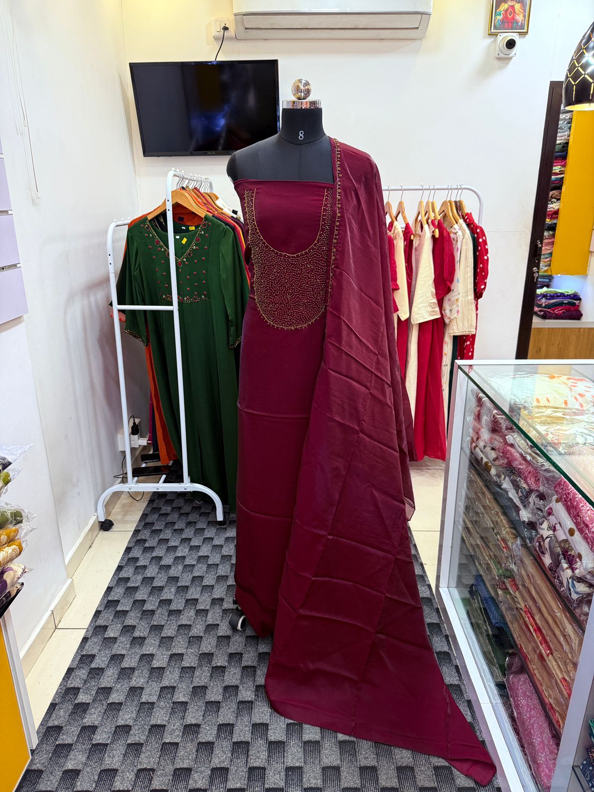 LS0100- Partywear Unstitched Salwar Material